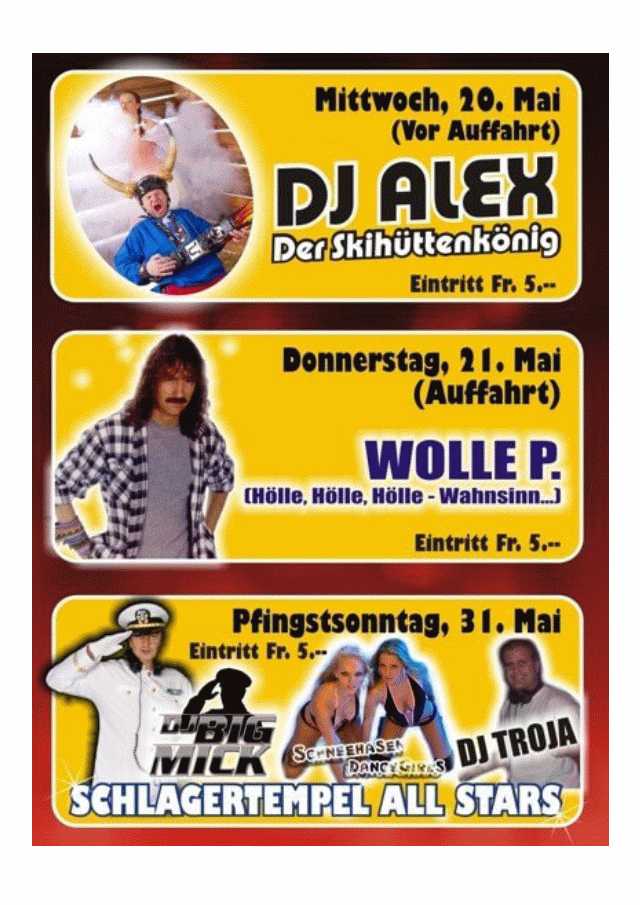 Schlagertempel ALL Stars mit Wolle P. Party Hochzeit Event oder Stadfest.